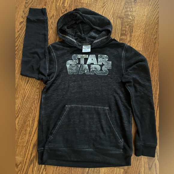 Star Wars Kids Black Galaxy Logo Pullover Hoodie Size Medium - Picture 2 of 3